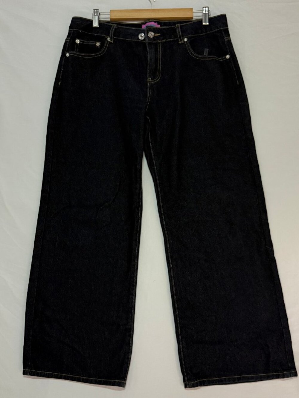 Edikted Wide Leg Baggy Jeans Dark Rinse Y2K Contrast Stitch Size L Womens